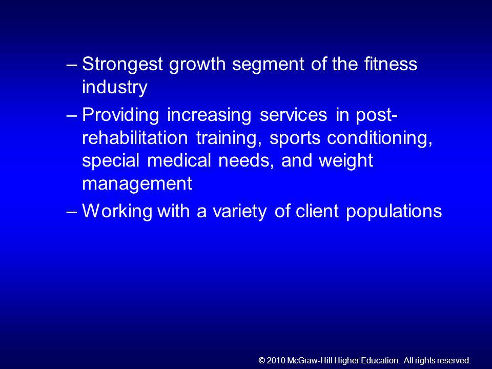Strongest growth segment of the fitness industry