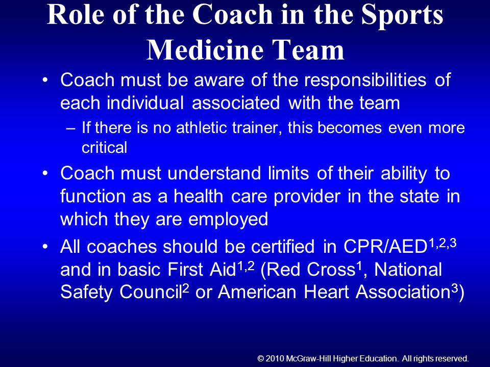 Role of the Coach in the Sports Medicine Team