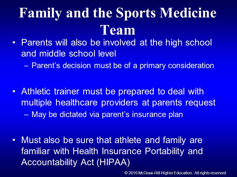 Family and the Sports Medicine Team
