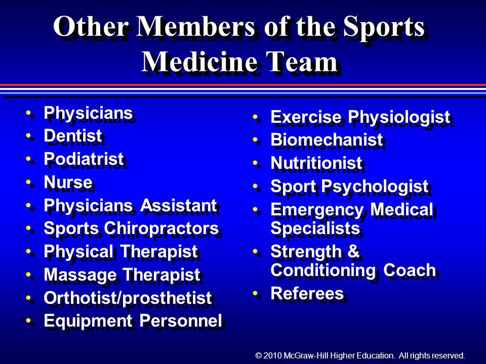 Other Members of the Sports Medicine Team