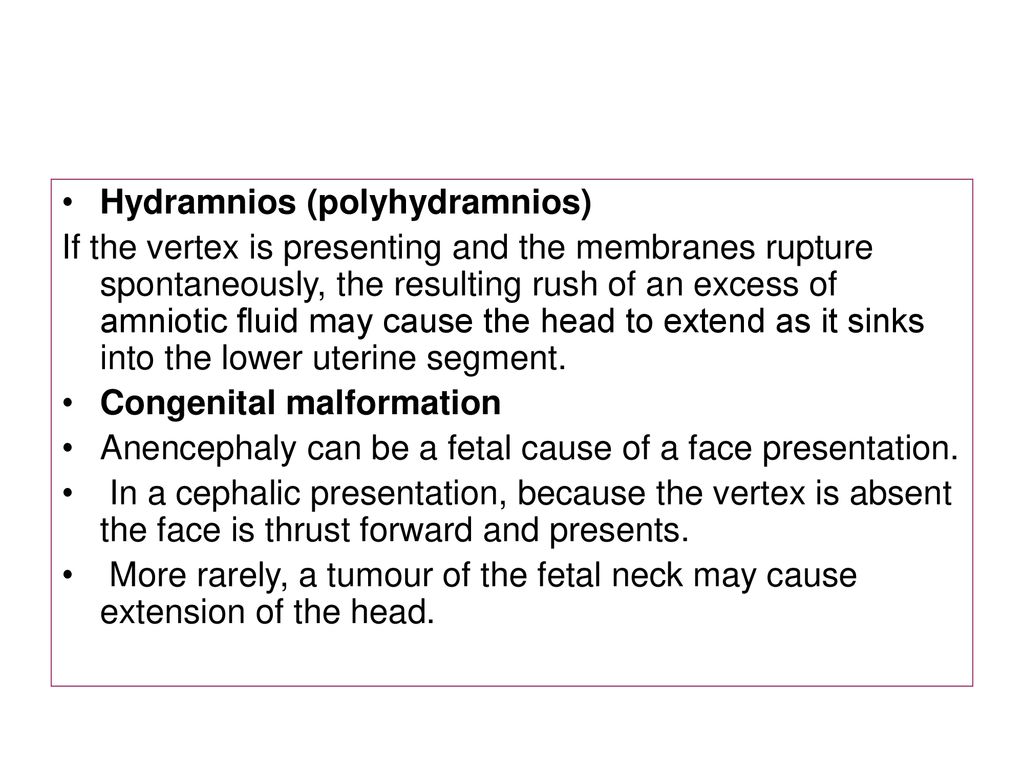 cephalic presentation with polyhydramnios