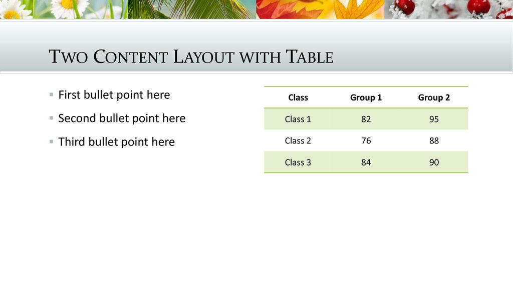 Two Content Layout with Table
