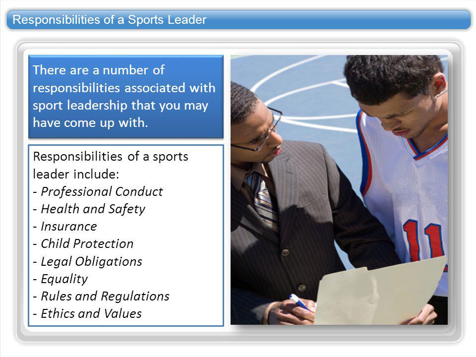Responsibilities of a Sports Leader