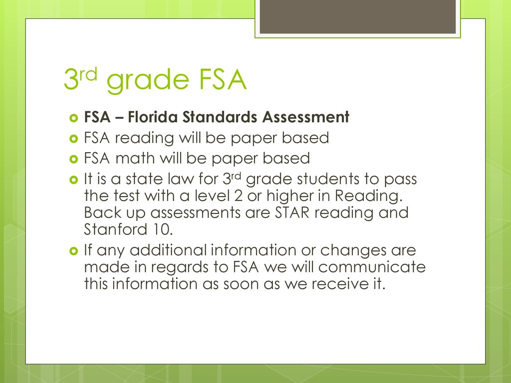 3rd grade FSA FSA – Florida Standards Assessment