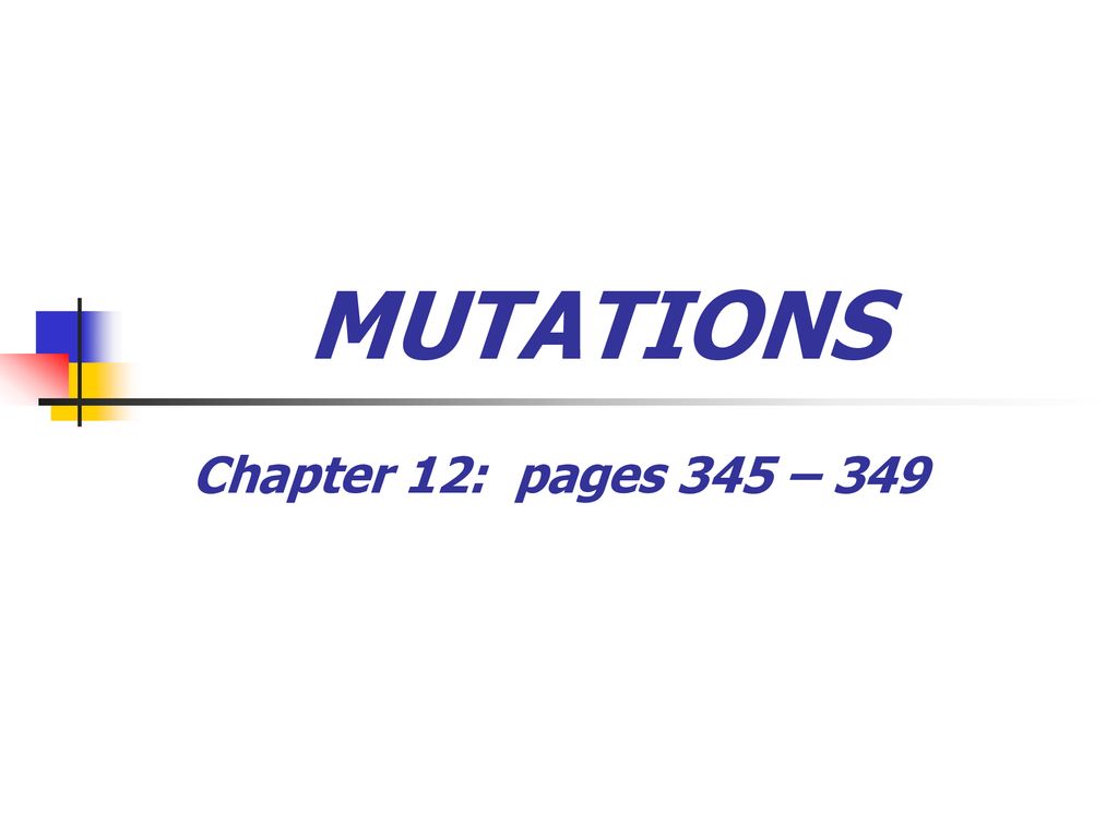 MUTATIONS Chapter 12: pages 345 – 349