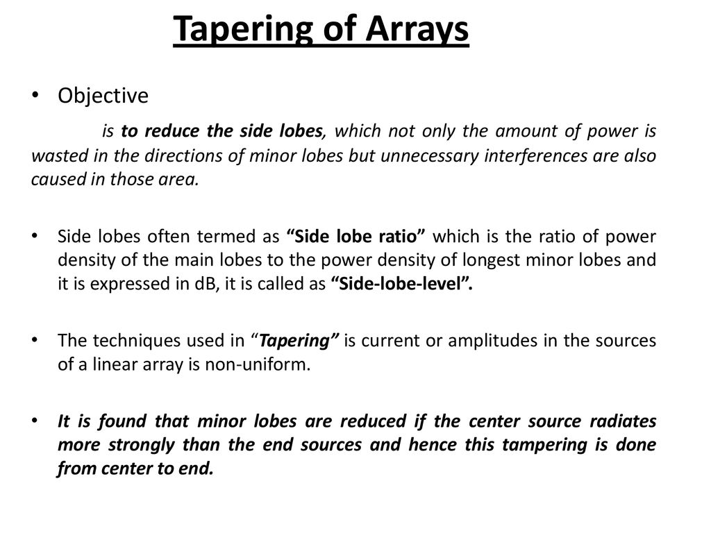 tapering-of-arrays-objective-ppt-download