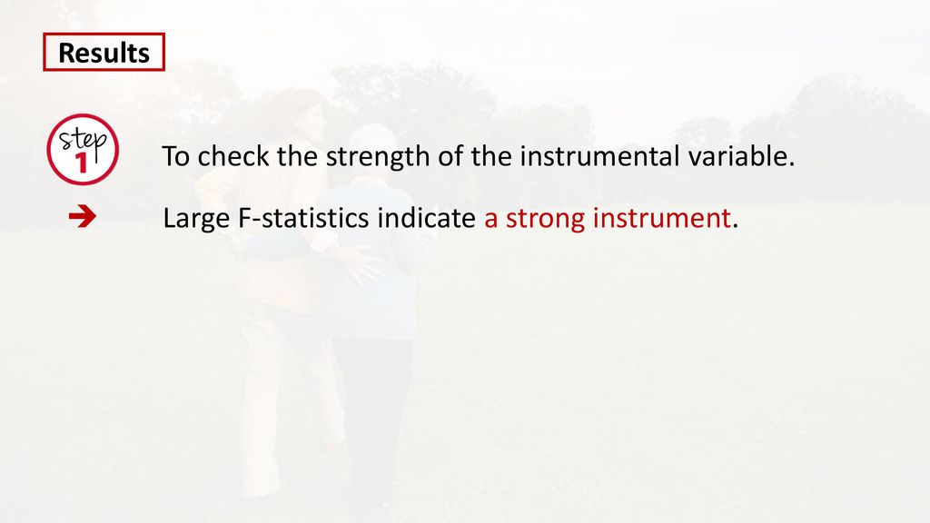 Results To check the strength of the instrumental variable.