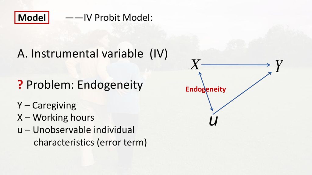 u A. Instrumental variable (IV) Problem: Endogeneity