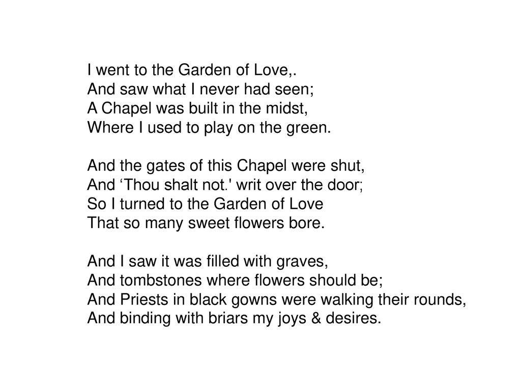 The Garden Of Love By William Blake Ppt Download