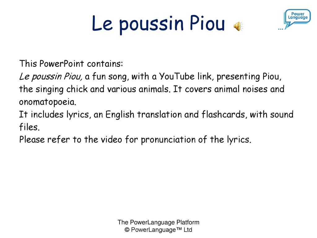 Le poussin Piou chanson - ppt download