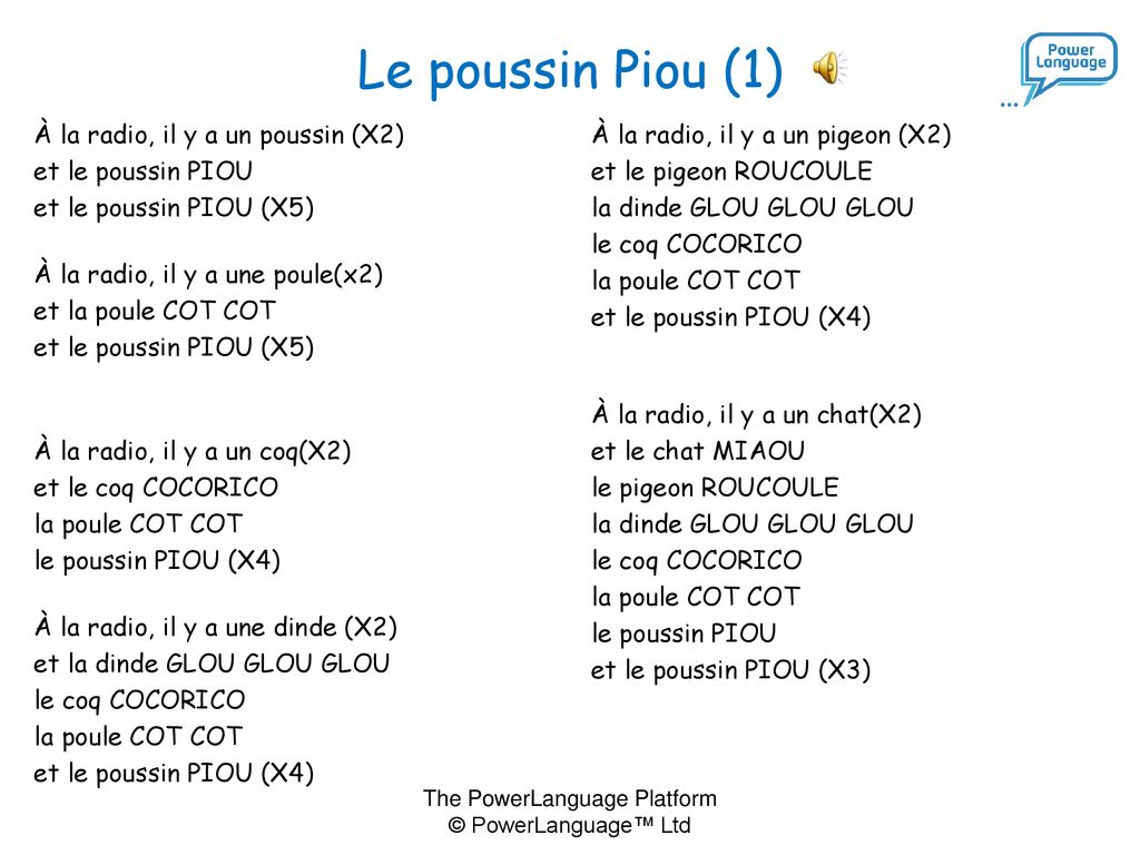 Le poussin Piou chanson - ppt download