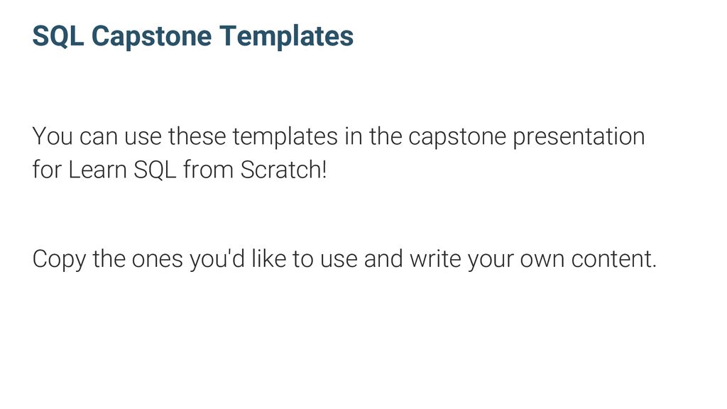 Sql capstone templates ppt download