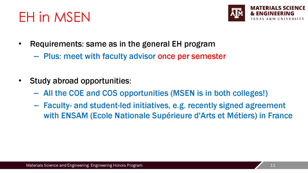 ENGR 181 Track Presentations Materials Science and Engineering (MSEN