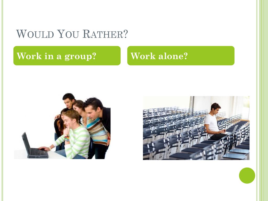 Would You Rather Work in a group Work alone