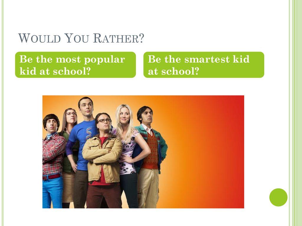 Would You Rather Be the most popular kid at school