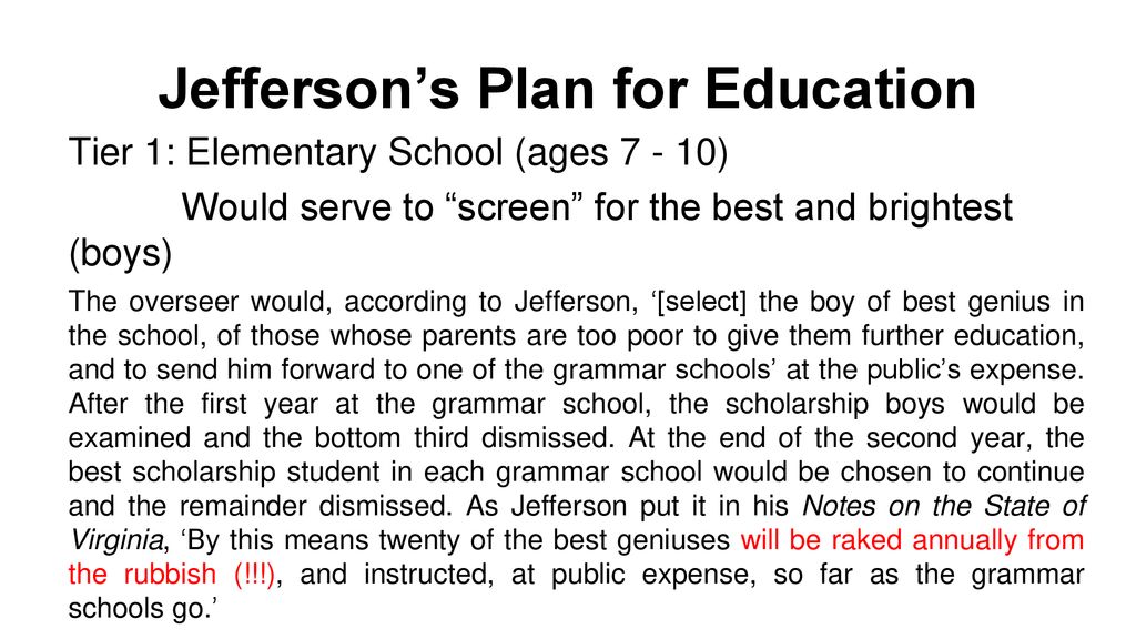 Jefferson’s Plan for Education