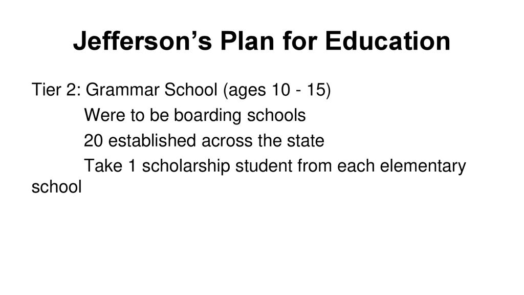 Jefferson’s Plan for Education