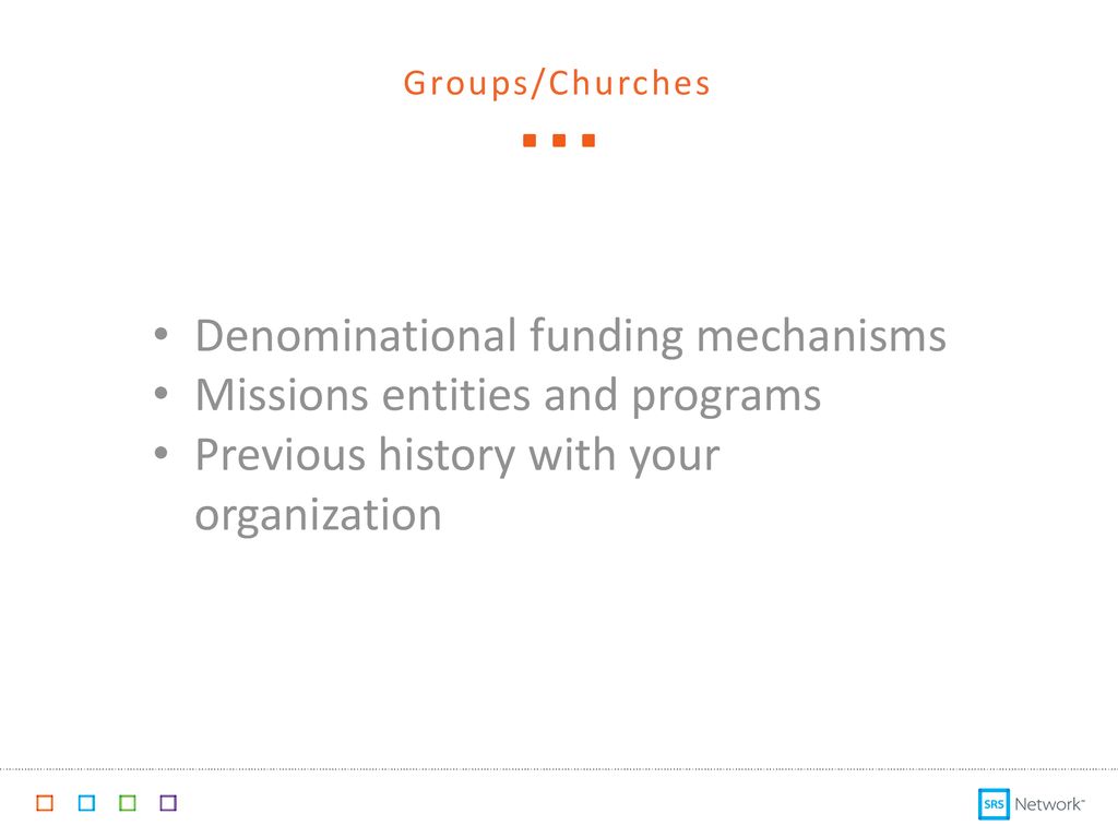Denominational funding mechanisms Missions entities and programs