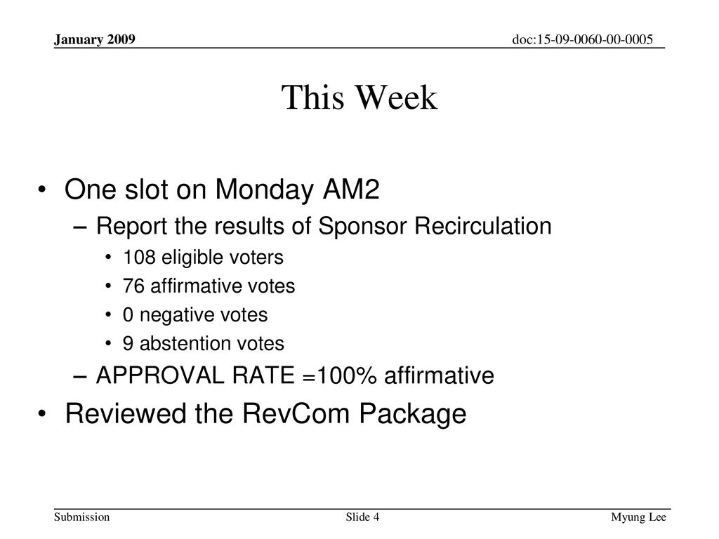This Week One slot on Monday AM2 Reviewed the RevCom Package