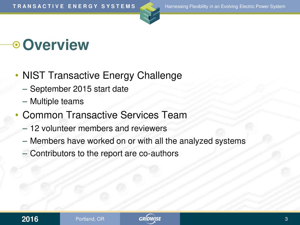 Overview NIST Transactive Energy Challenge