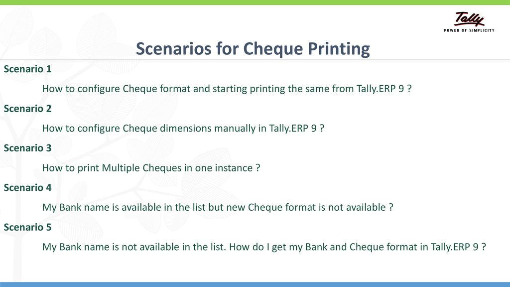 Cheque Printing & PDC in TALLY.ERP 9 - ppt download