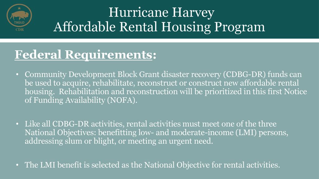 Hurricane Harvey Affordable Rental Housing Program - Ppt Download