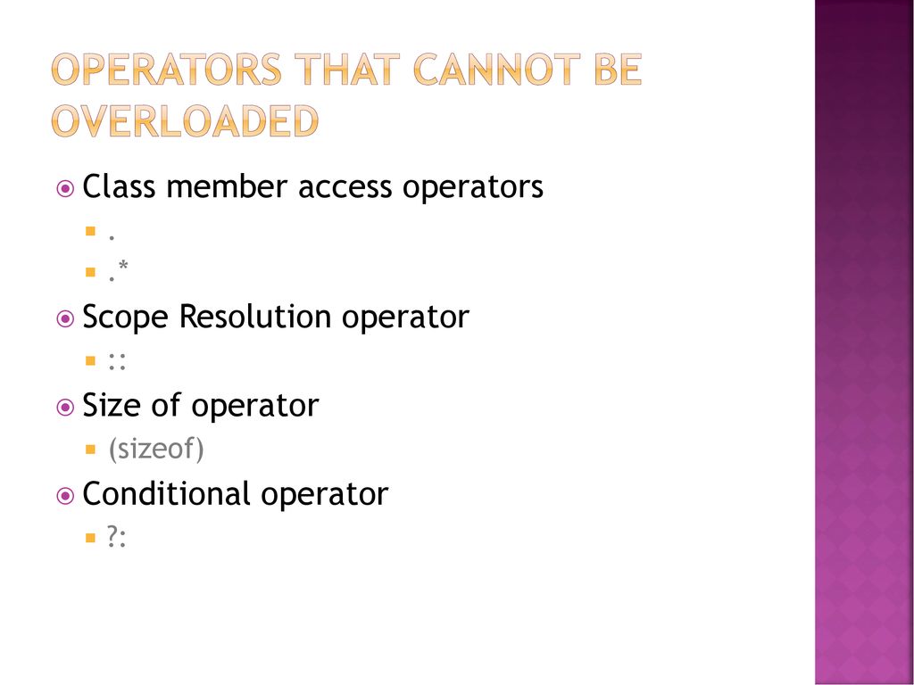Operator overloading dr bhargavi goswami ppt download