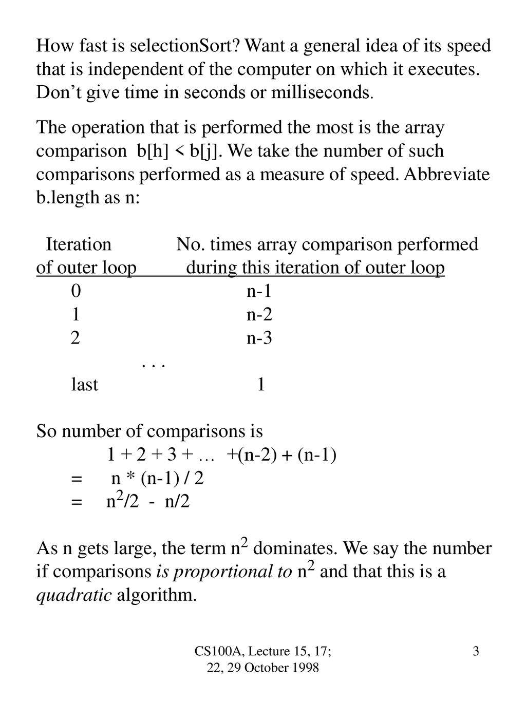 CS100A Lecture 15, 17 22, 29 October 1998 Sorting - Ppt Download