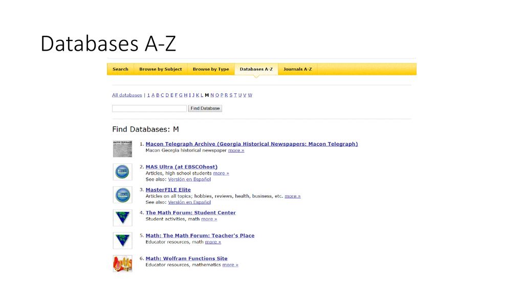 Databases A-Z