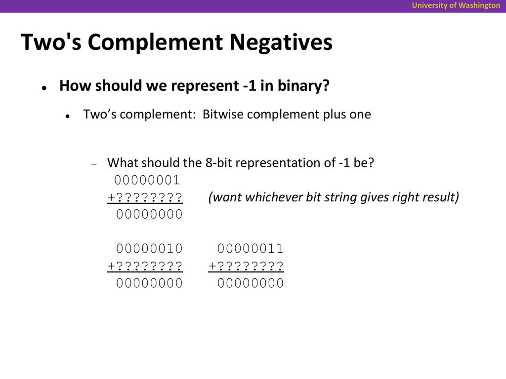 1 The Hardware/Software Interface CSE351 Spring 2011 Module 3: Integers ...