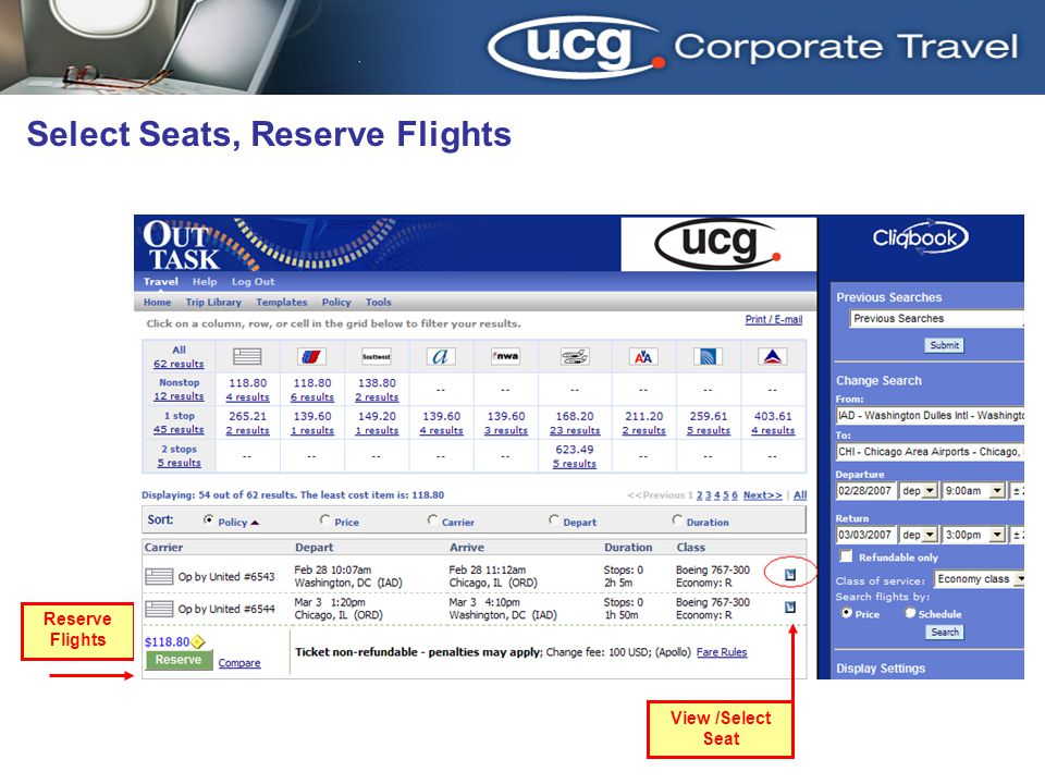 Select Seats, Reserve Flights