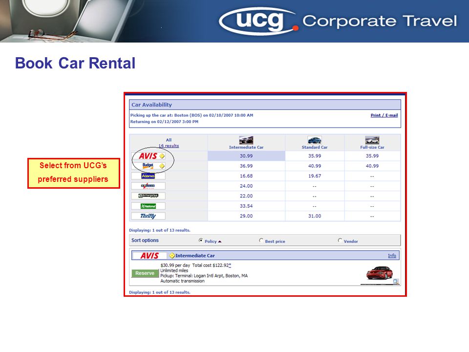 3/31/2017 Book Car Rental Select from UCG’s preferred suppliers