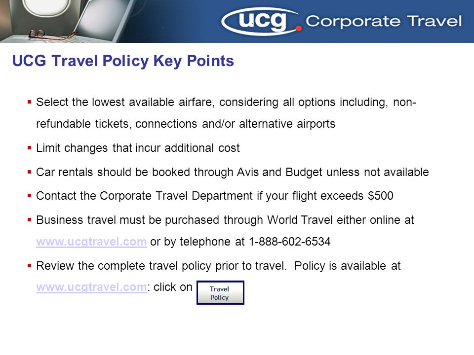 UCG Travel Policy Key Points