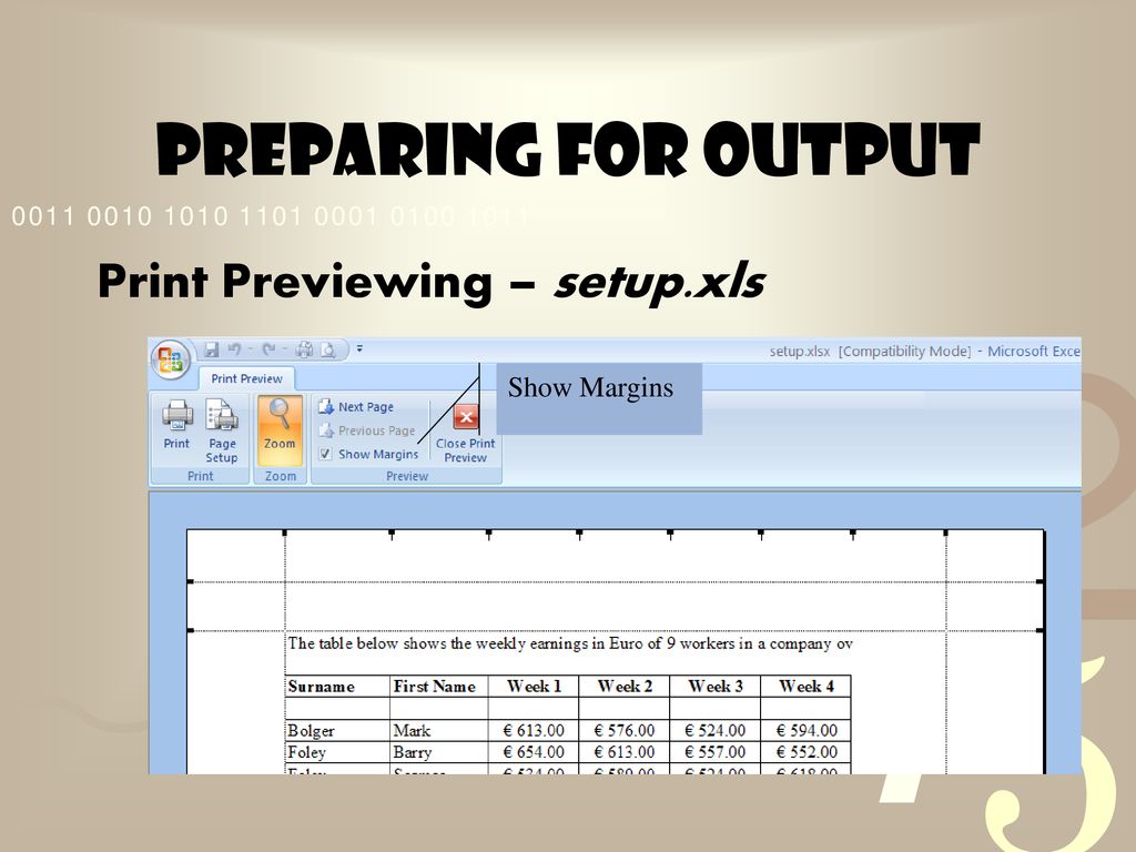 Excel 2007 preparing for print ppt download