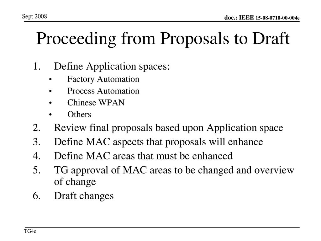 Proceeding from Proposals to Draft