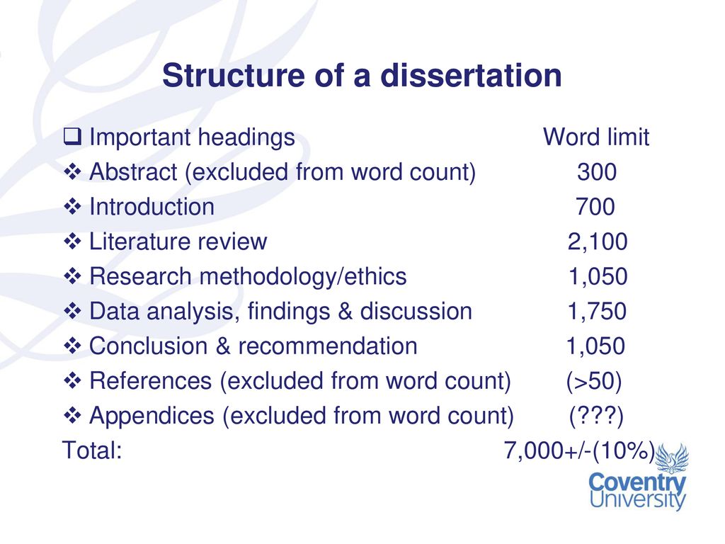 word limit for dissertation