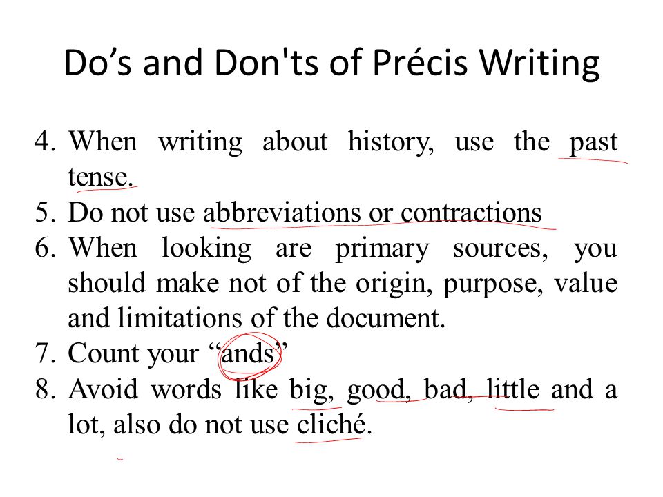 the goals of precis writing