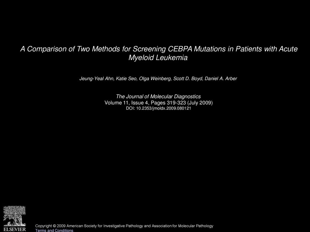 A Comparison of Two Methods for Screening CEBPA Mutations in Patients with Acute Myeloid Leukemia