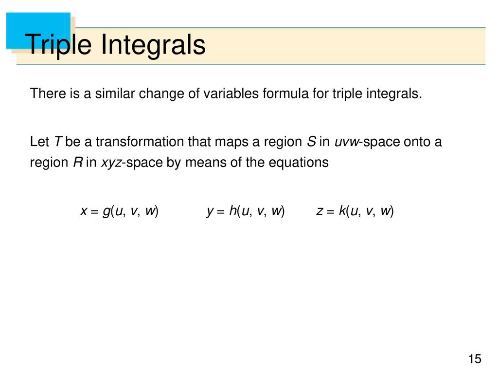 Change Of Variables In Multiple Integrals Ppt Download
