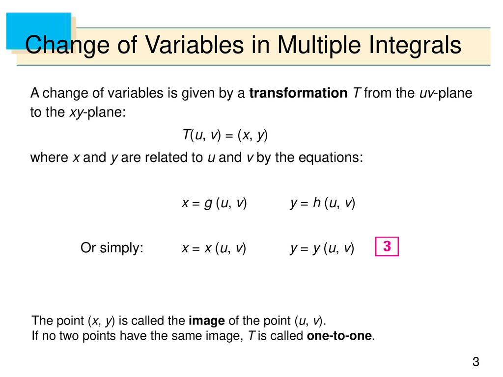 Change Of Variables In Multiple Integrals Ppt Download