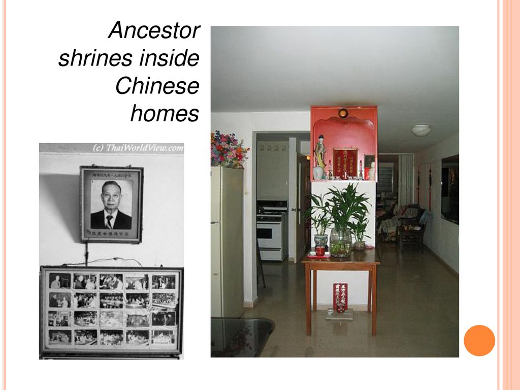 Ancestor shrines inside Chinese homes