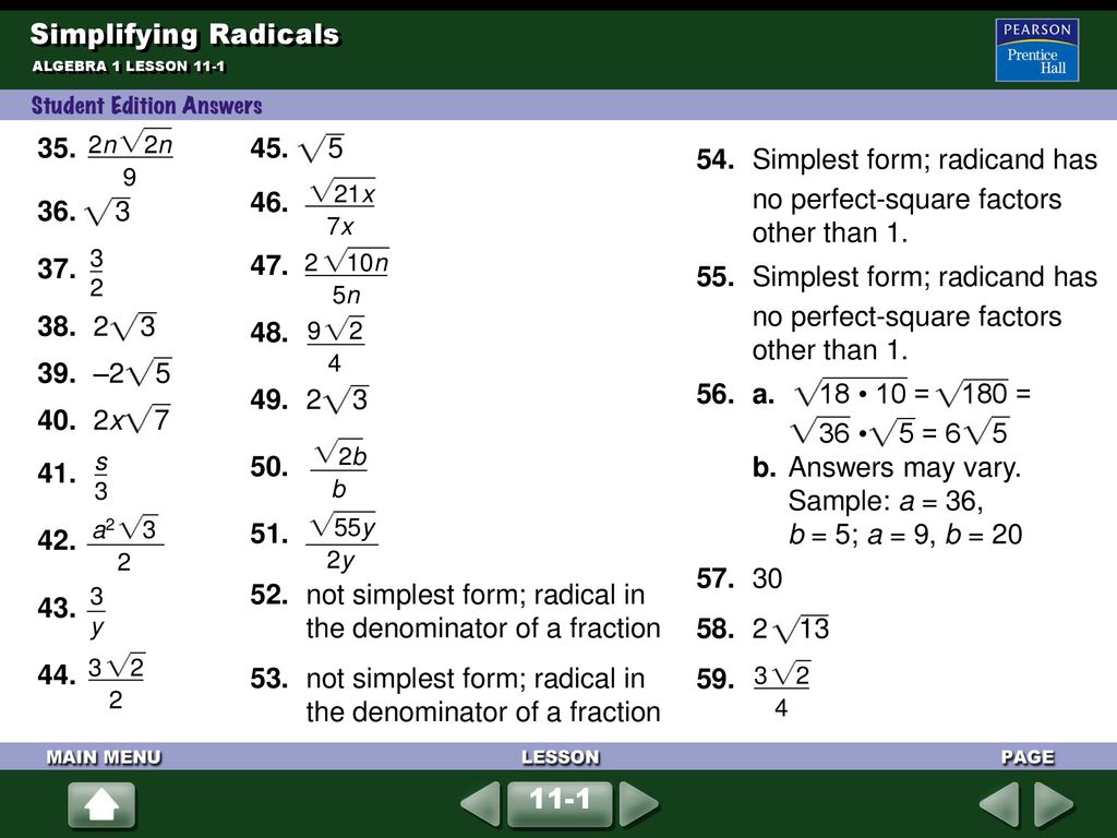 Simplifying Radicals Pages 581 583 Exercises Ppt Download simplifying-radicals-pages-581-583-exercises-ppt-download