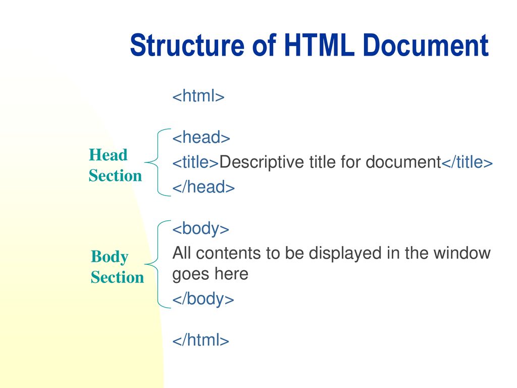 Basic Structure Of Html Document Basic Structure Of Html Document