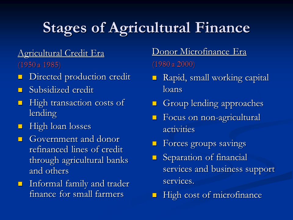 Stages of Agricultural Finance
