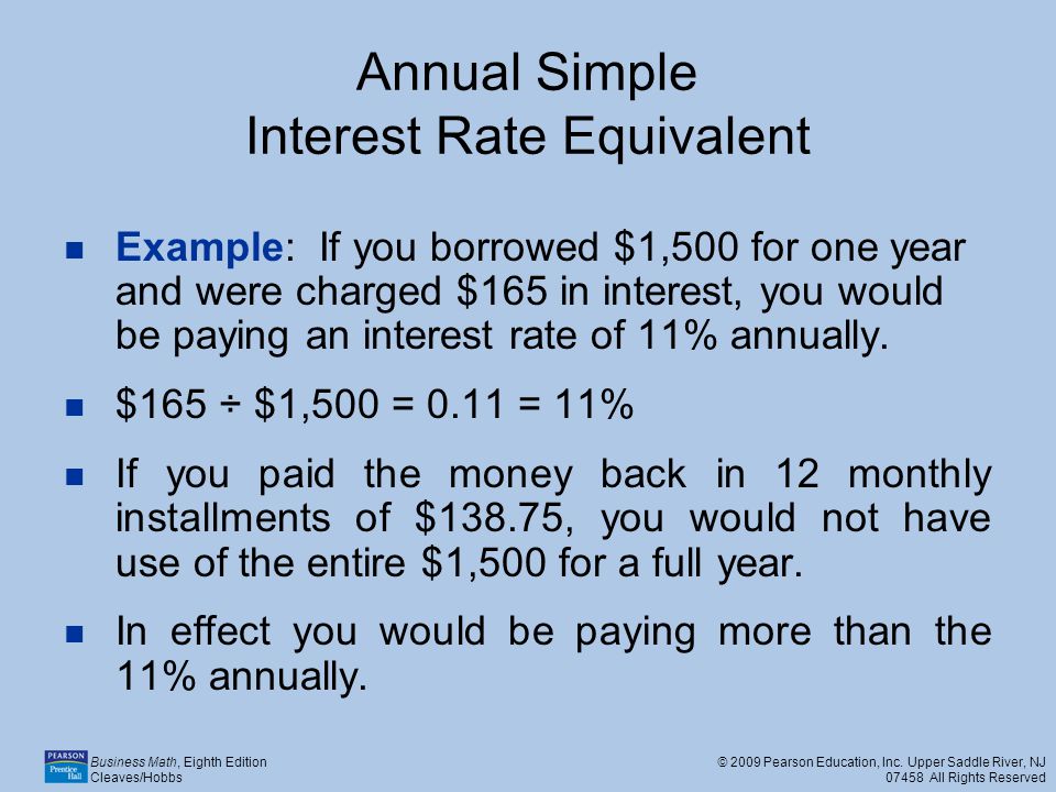 Annual Simple Interest Rate Equivalent