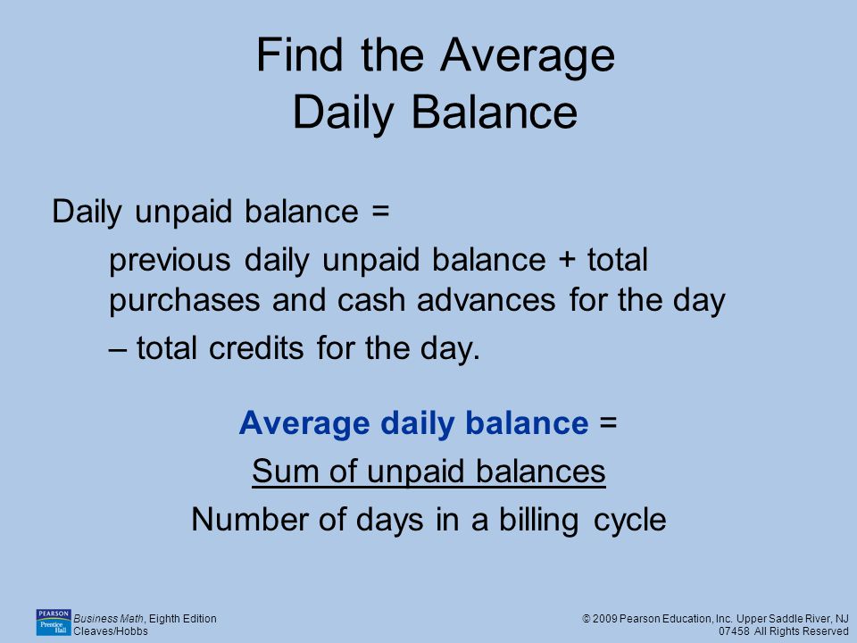 Find the Average Daily Balance
