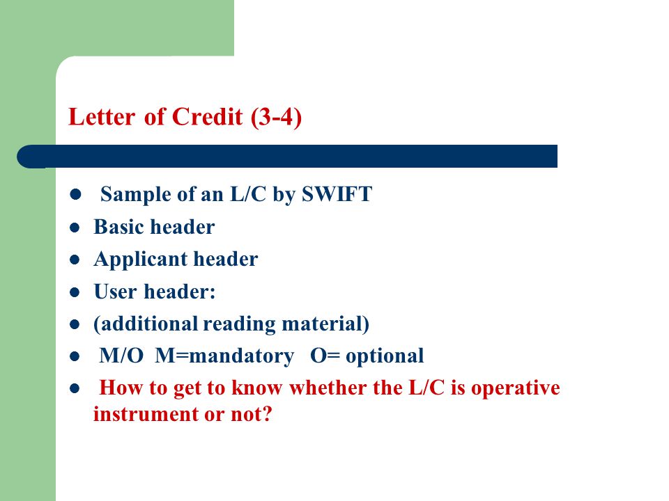 Letter Of Credit Learning Objectives The Students Are Required To Ppt Video Online Download
