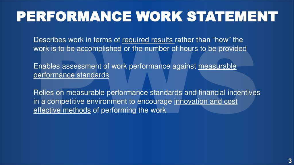 Elements of a performance work statement pws ppt download
