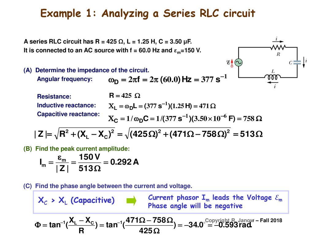 Physics Electricity And Magnetism Lecture 14 Ac Circuits Resonance Y F Chapter 31 Sec Phasor Diagrams For Voltage And Current The Series Ppt Download