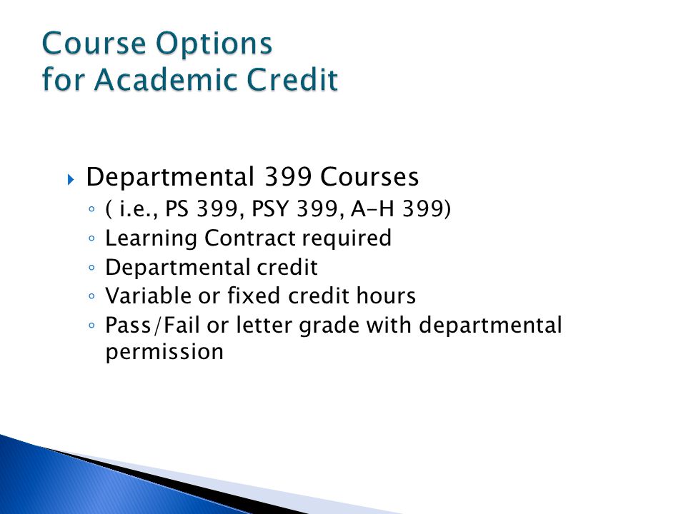 Course Options for Academic Credit
